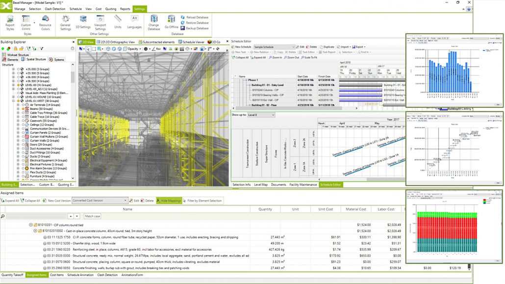 Építési projektek menedzseléshez való Bexel Manager 5D BIM költséggazdálkodási program funkciója: Projekt költségek kontroll